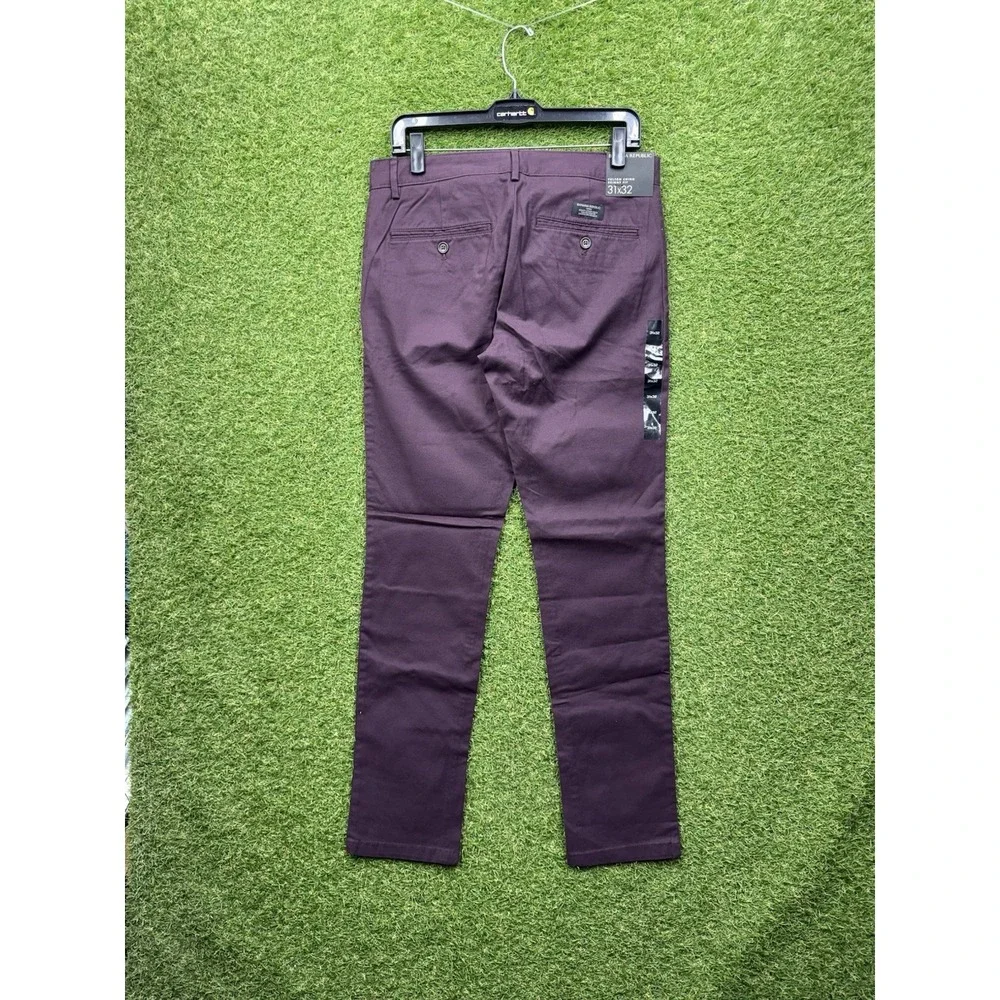 Banana Republic Chino Pants Mens 31x32 Burgundy Preppy Fulton Skinny Fit NWT